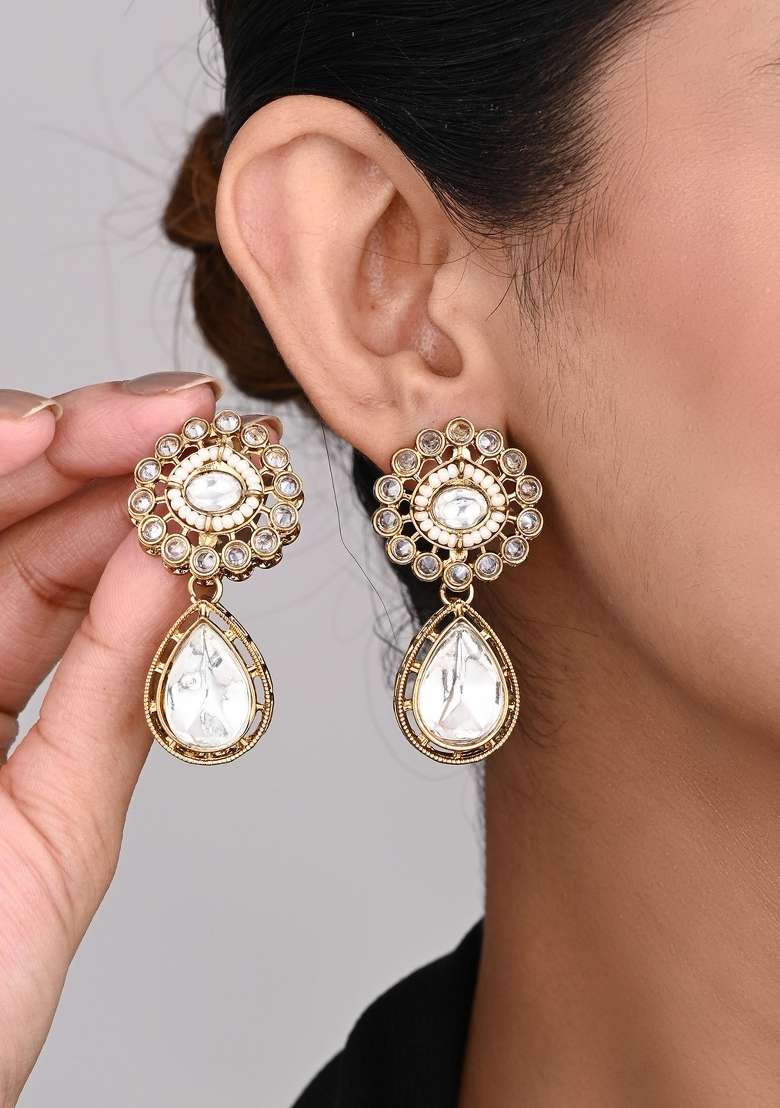 White  Zinc Alloy Earring - Indya