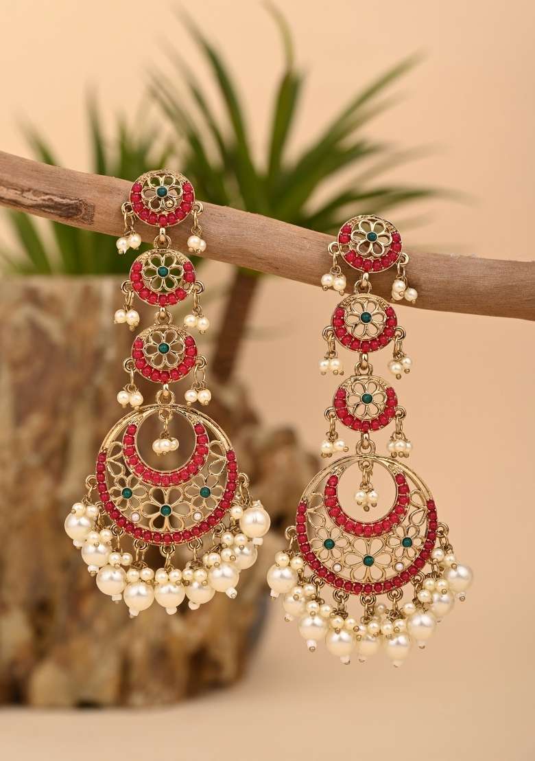 Red  Zinc Alloy Earring - Indya