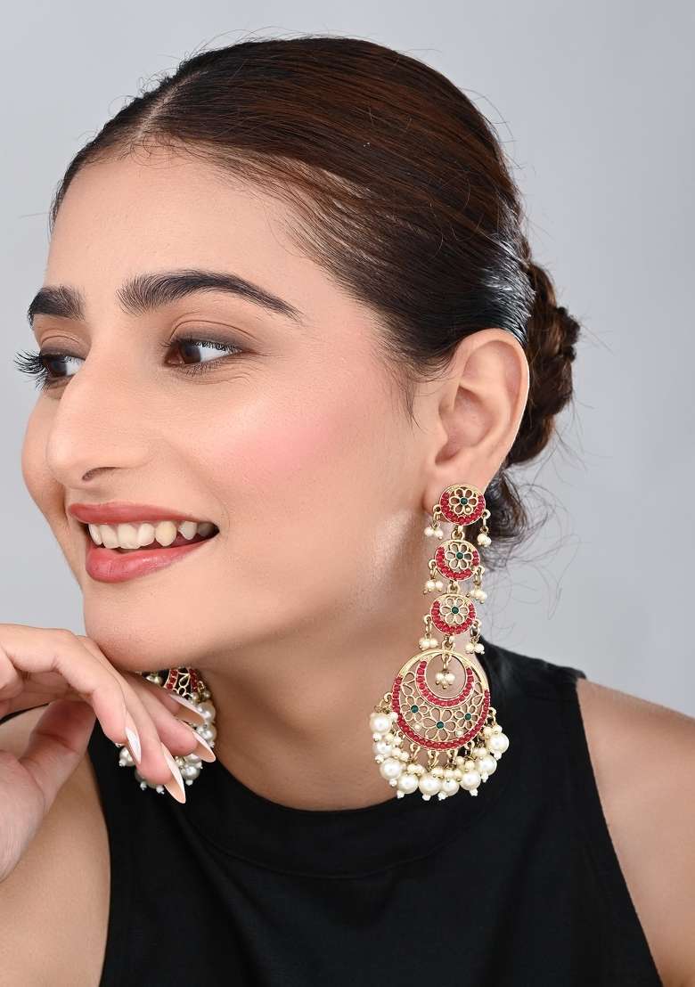 Red  Zinc Alloy Earring - Indya