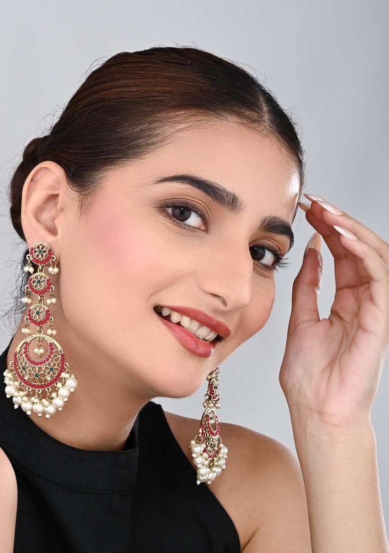 Red  Zinc Alloy Earring - Indya