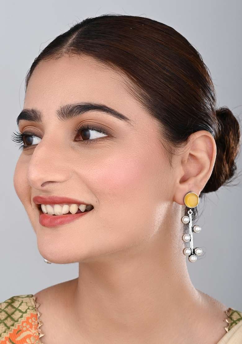 Yellow  Brass Earring - Indya
