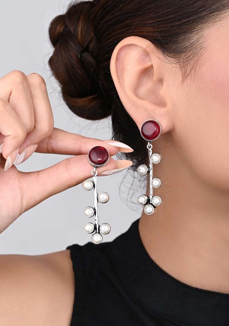 Red  Brass Earring - Indya