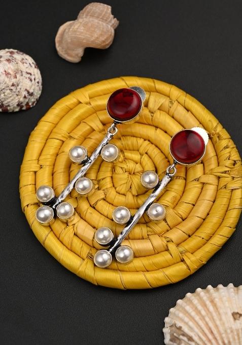 Red  Brass Earring