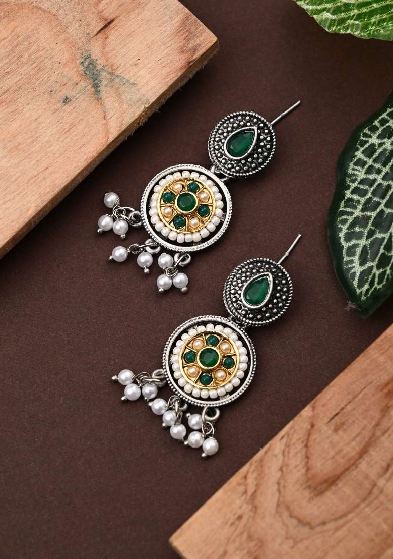 Green  Zinc Alloy Earring - Indya