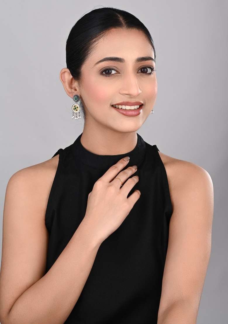 Green  Zinc Alloy Earring - Indya