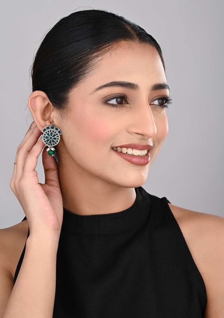 Green  Zinc Alloy Earring - Indya