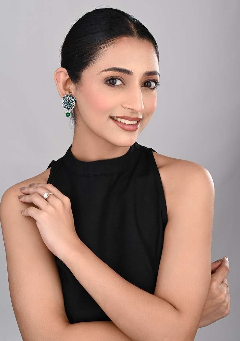 Green  Zinc Alloy Earring - Indya