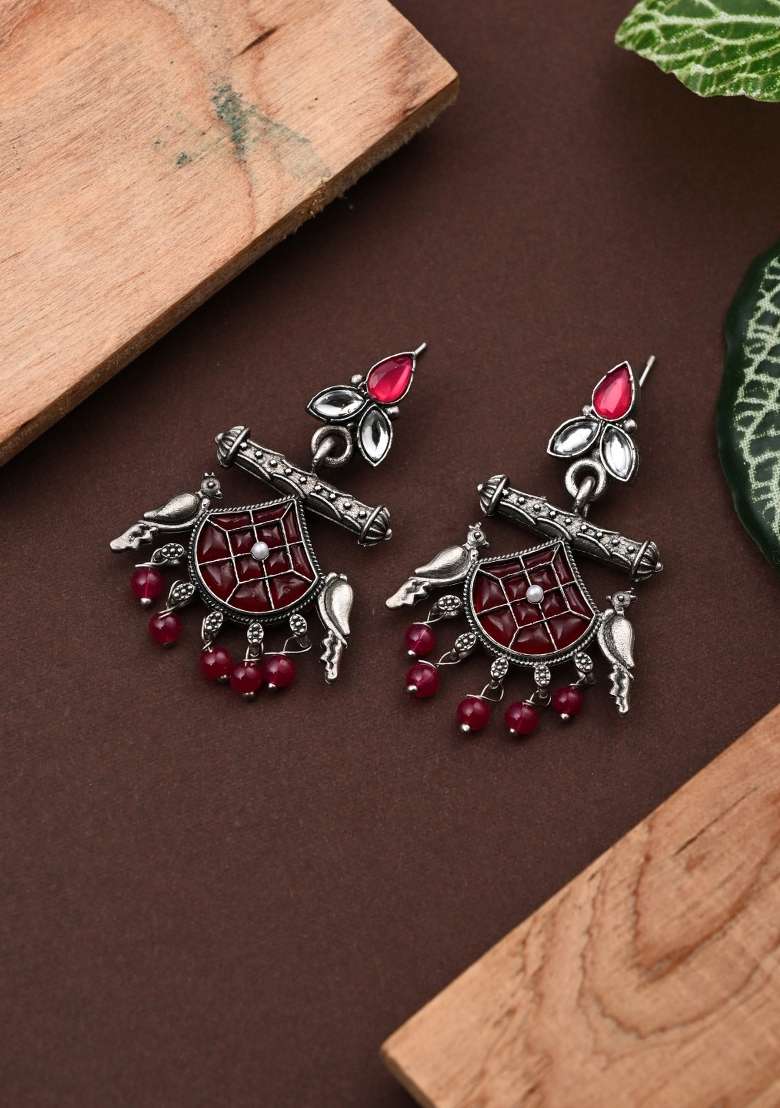 Red  Zinc Alloy Earring - Indya