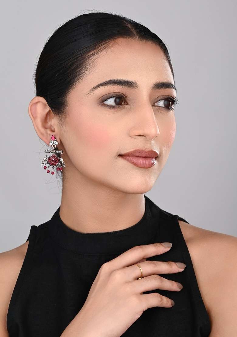 Red  Zinc Alloy Earring - Indya