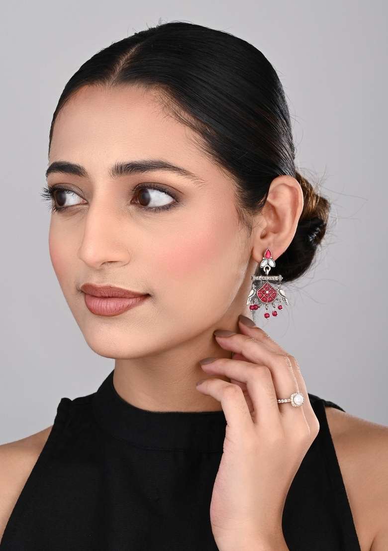 Red  Zinc Alloy Earring - Indya