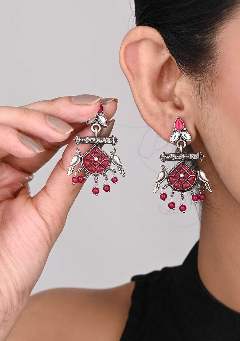 Red  Zinc Alloy Earring - Indya