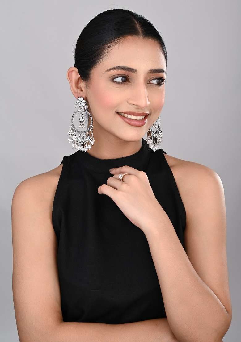 Silver  Zinc Alloy Earring - Indya