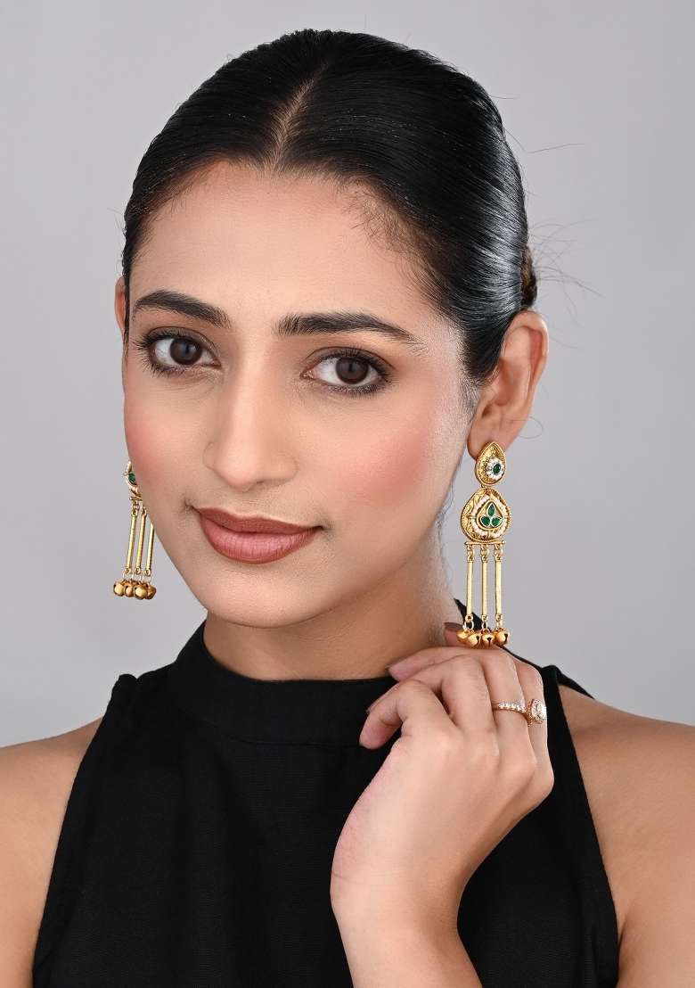 Green  Zinc Alloy Earring - Indya
