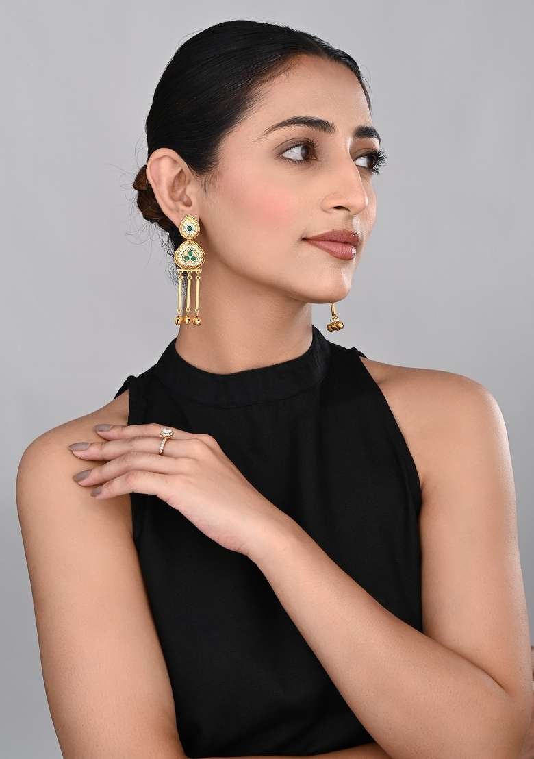 Green  Zinc Alloy Earring - Indya