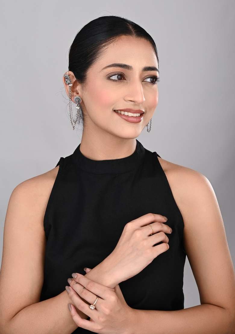 Silver  Zinc Alloy Earring - Indya