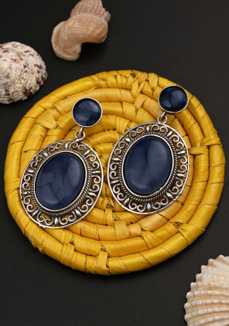 Blue  Brass Earring - Indya