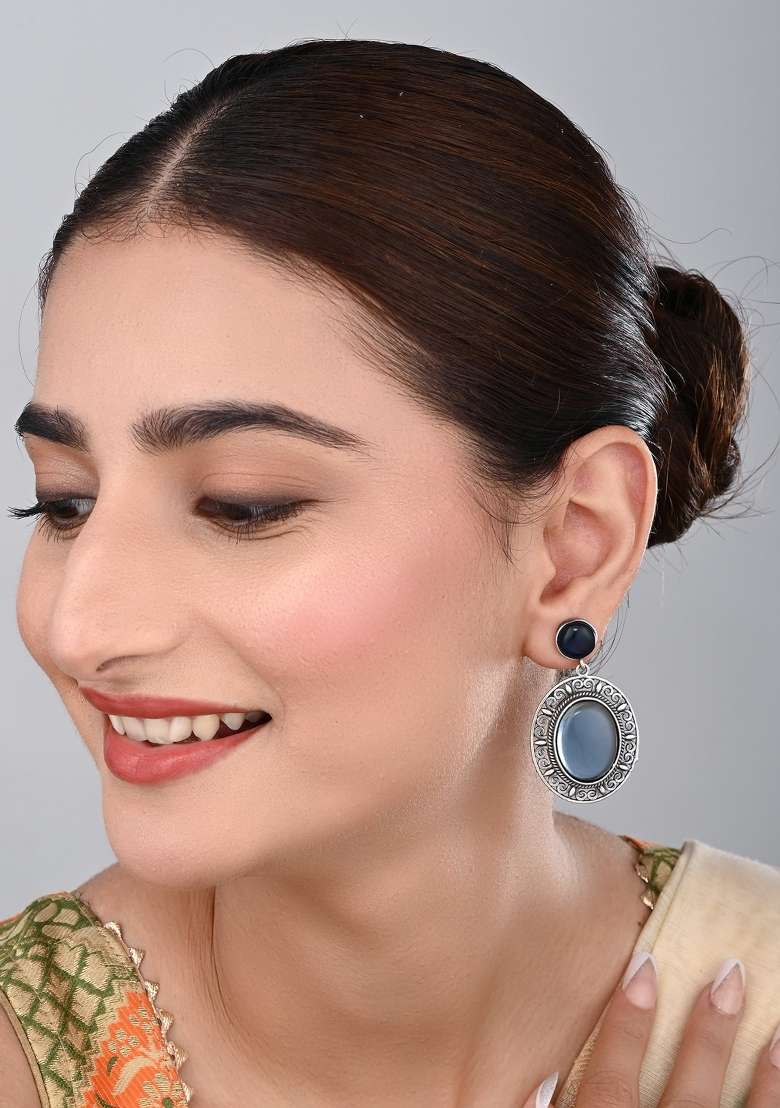 Blue  Brass Earring - Indya