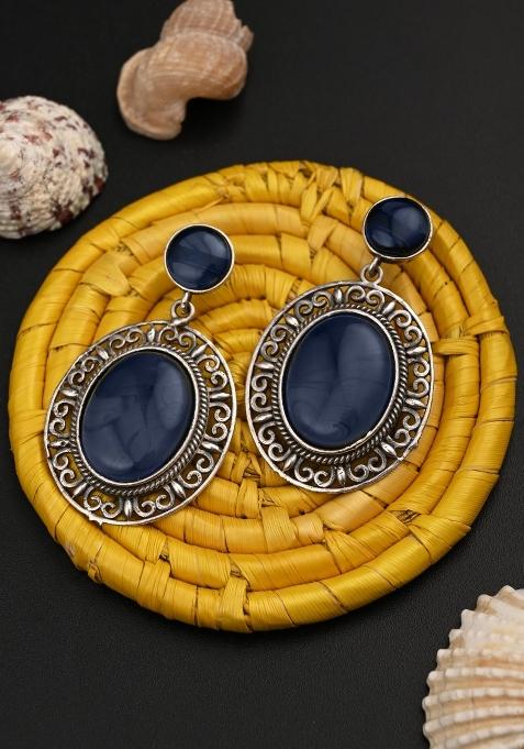 Blue  Brass Earring