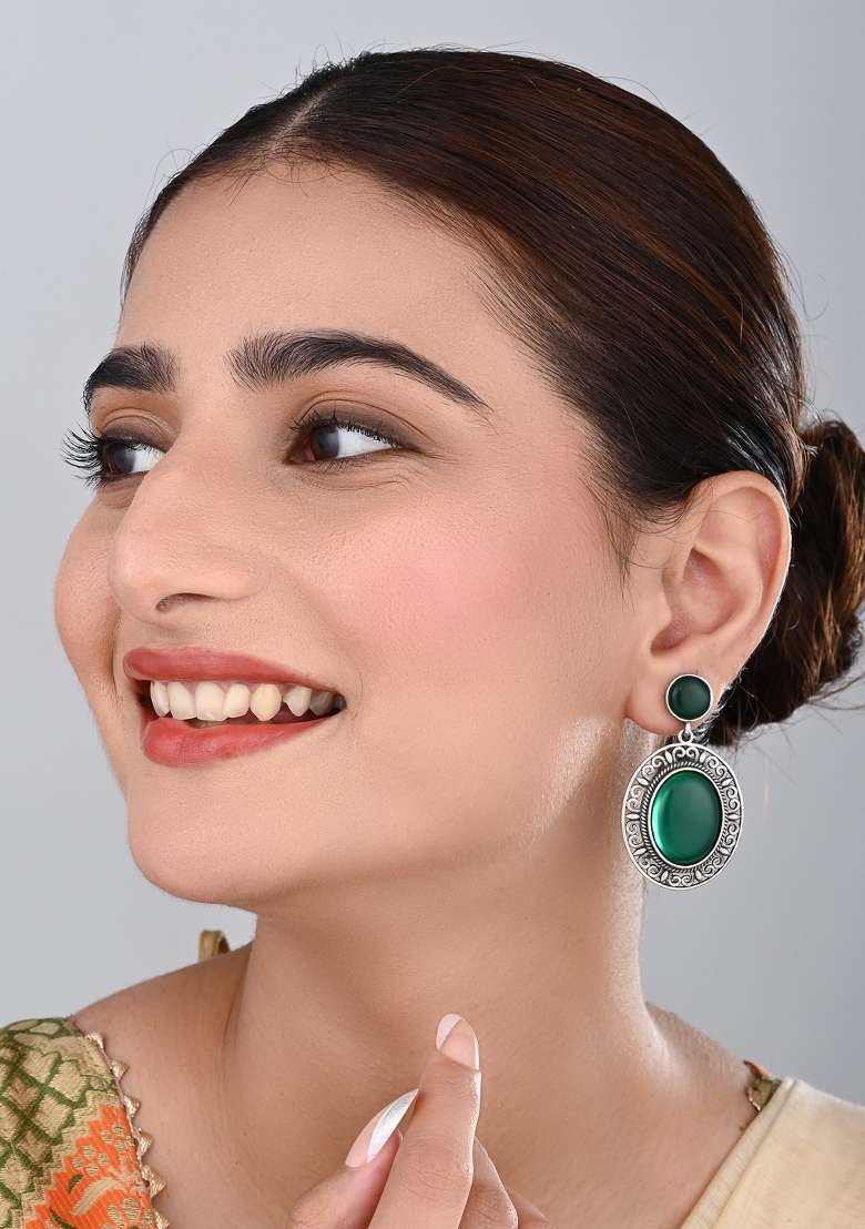 Green  Brass Earring - Indya