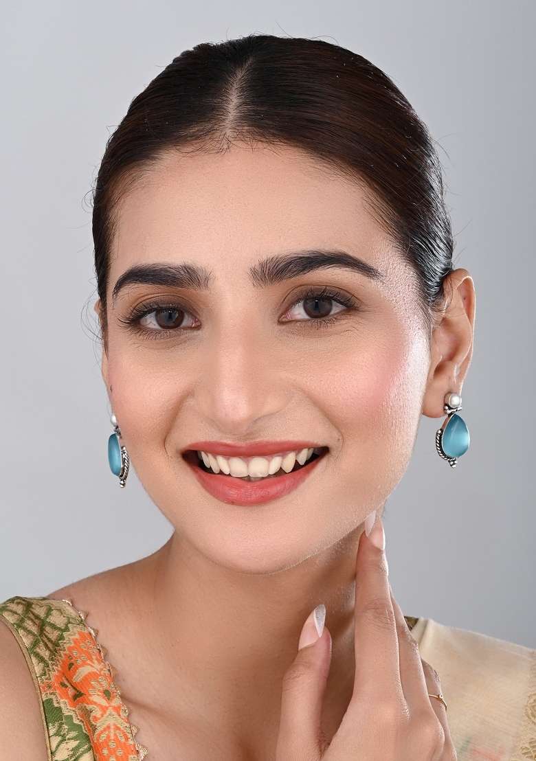 Blue  Brass Earring - Indya