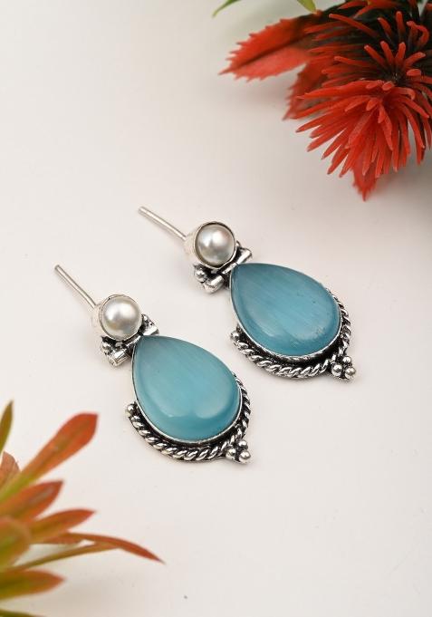 Blue  Brass Earring