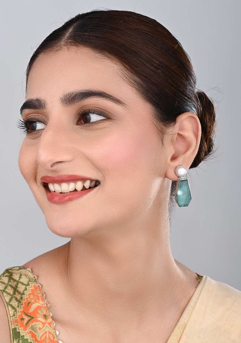 Blue  Brass Earring - Indya