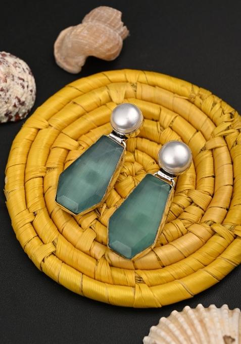 Blue  Brass Earring