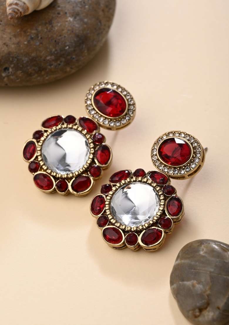 Red  Zinc Alloy Earring - Indya
