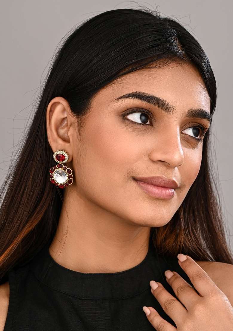 Red  Zinc Alloy Earring - Indya