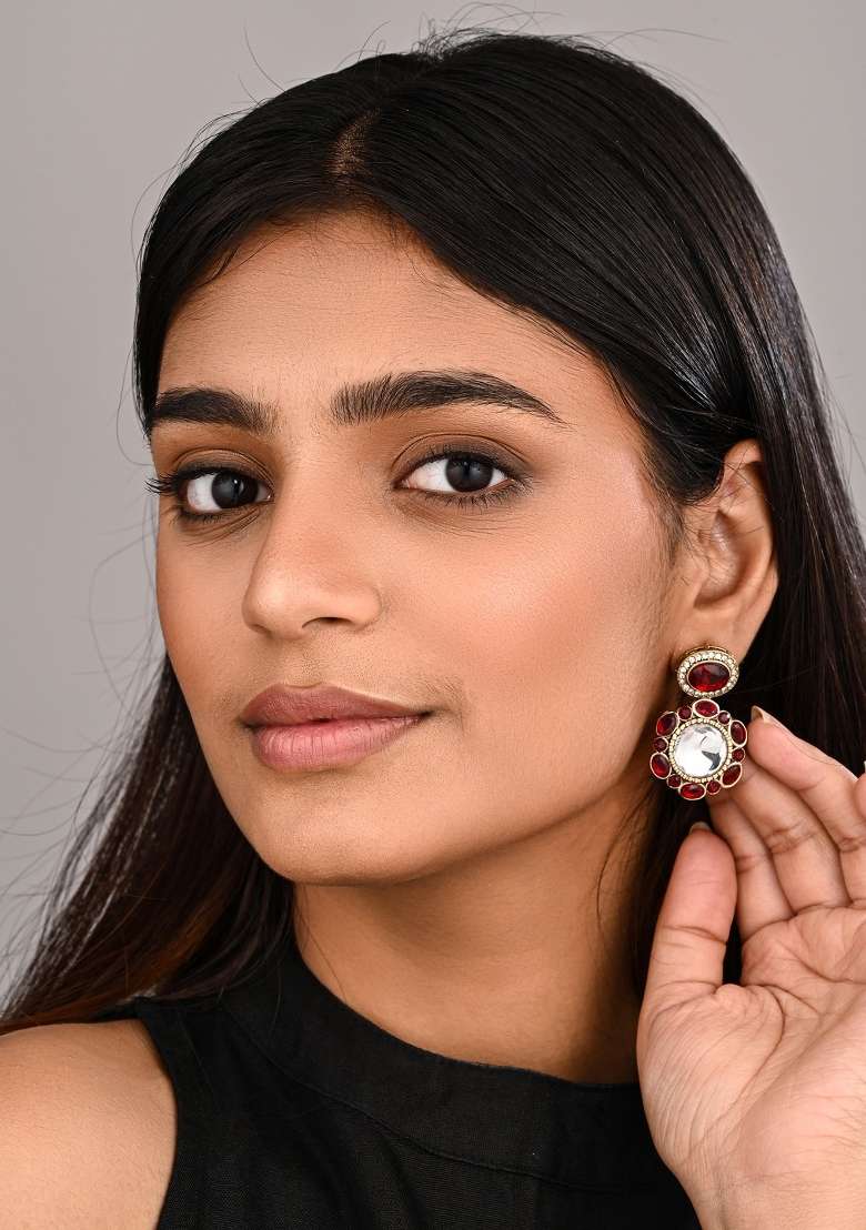Red  Zinc Alloy Earring - Indya