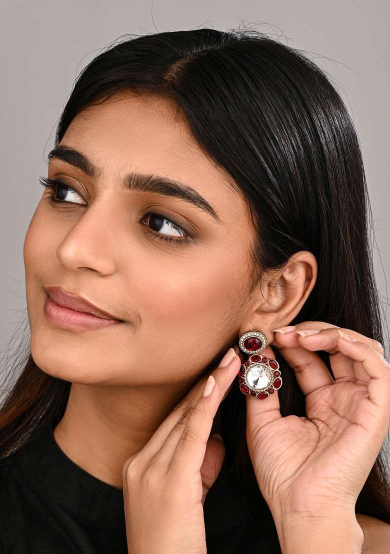 Red  Zinc Alloy Earring - Indya