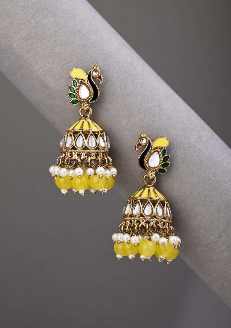 Yellow  Zinc Alloy Earring - Indya