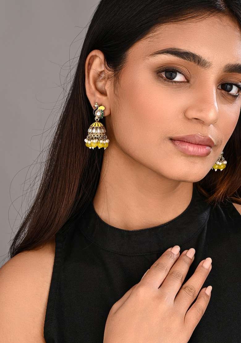 Yellow  Zinc Alloy Earring - Indya