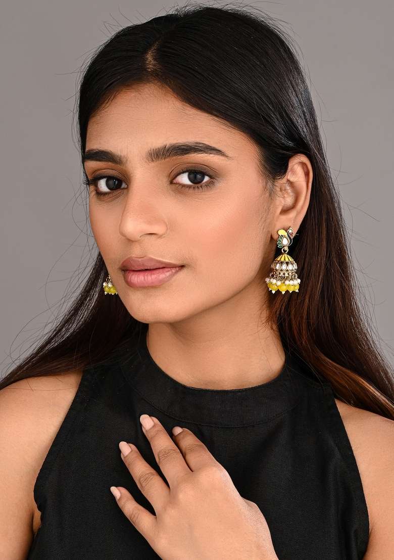 Yellow  Zinc Alloy Earring - Indya