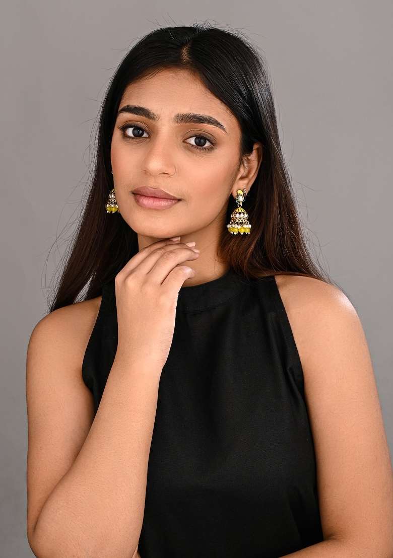 Yellow  Zinc Alloy Earring - Indya