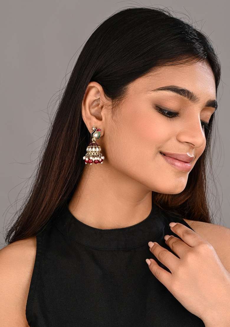 Red  Zinc Alloy Earring - Indya
