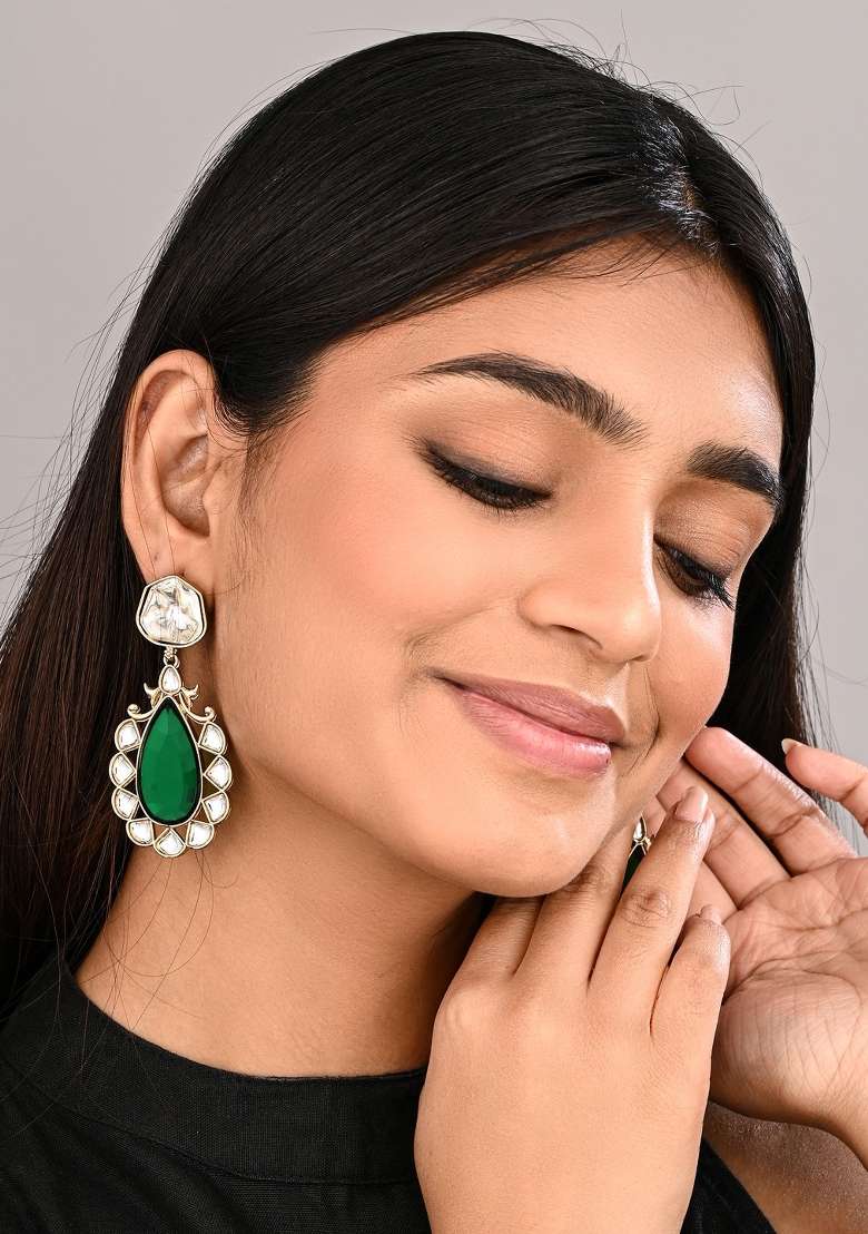 Green  Zinc Alloy Earring - Indya