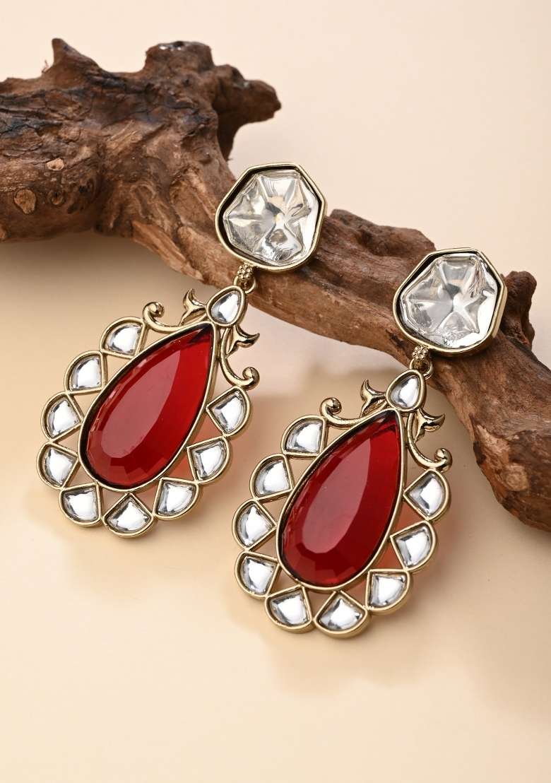 Red  Zinc Alloy Earring - Indya