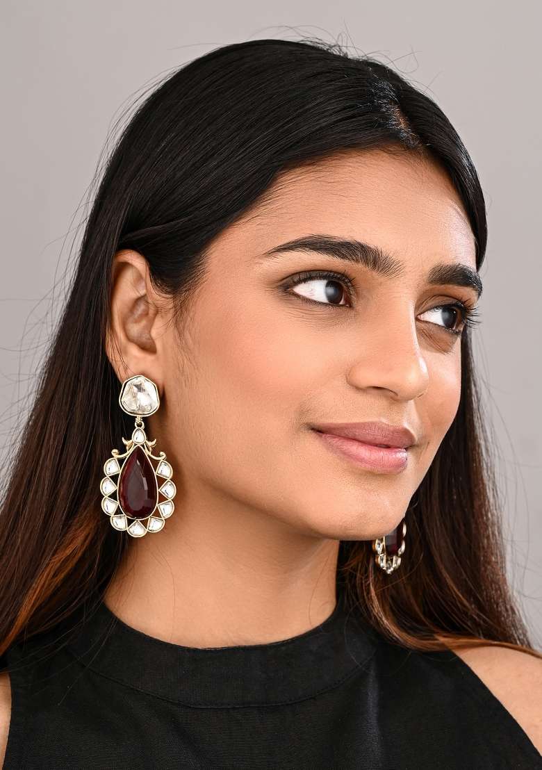 Red  Zinc Alloy Earring - Indya