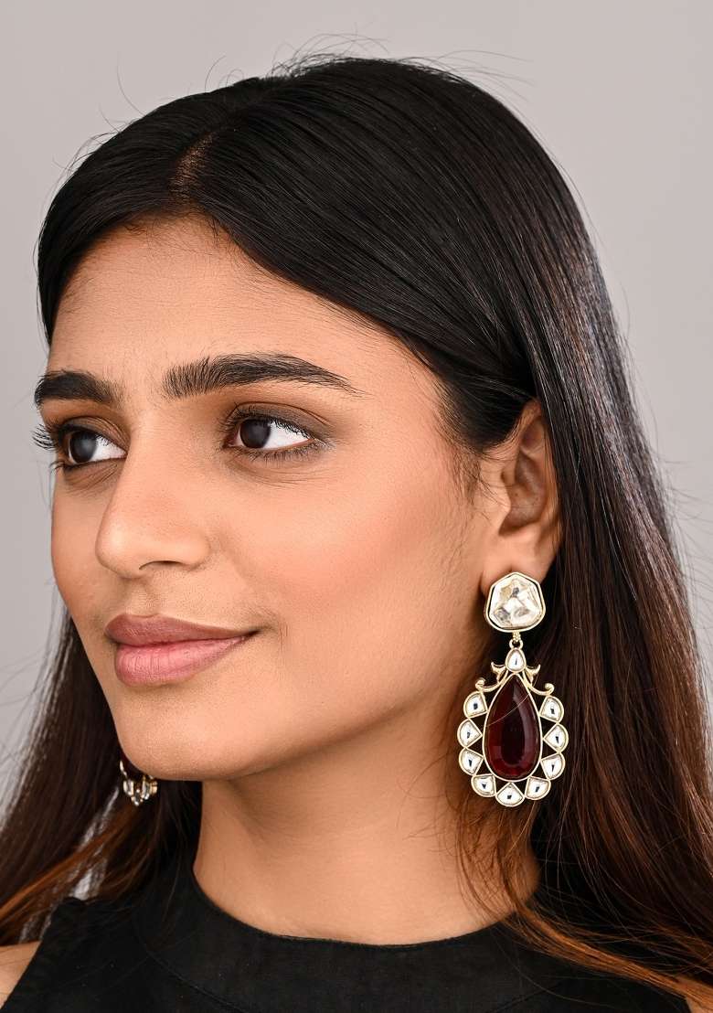 Red  Zinc Alloy Earring - Indya