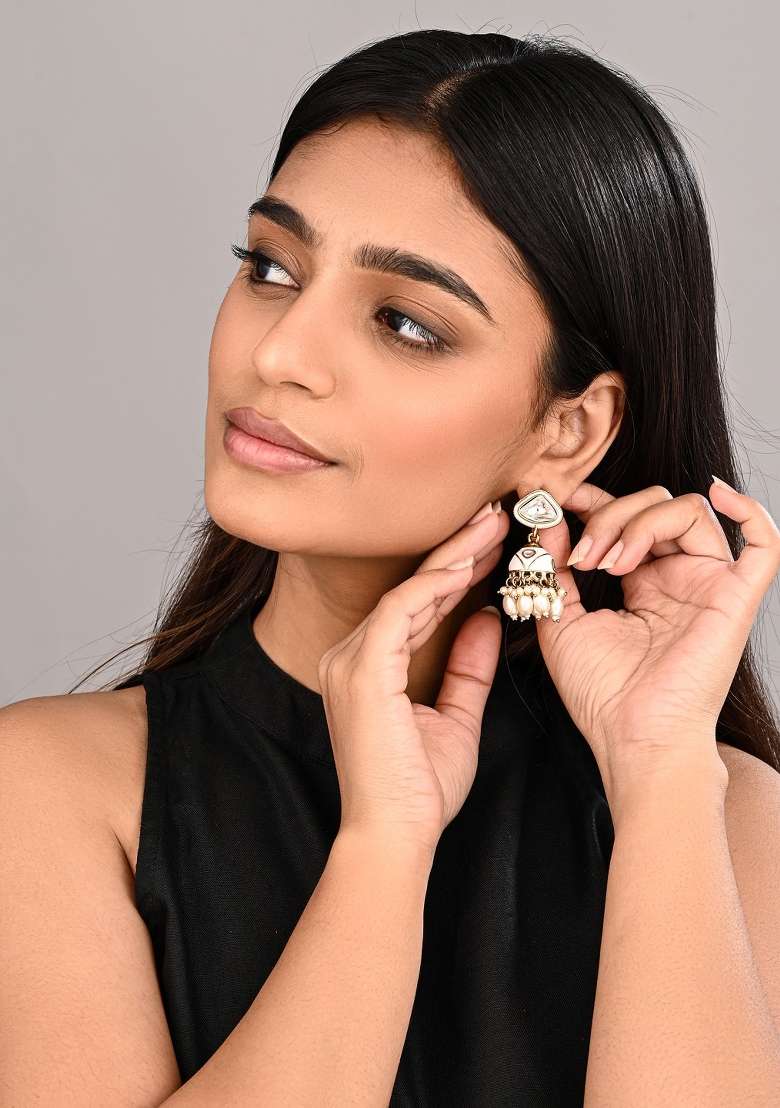 White  Zinc Alloy Earring - Indya