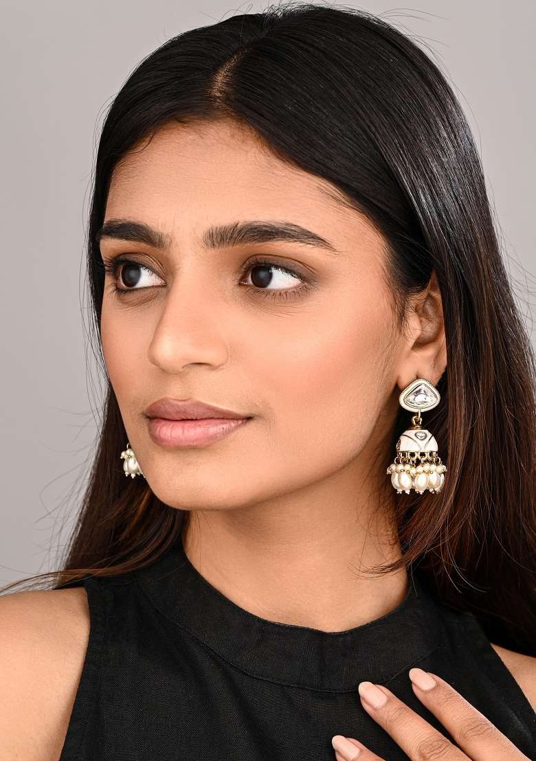 White  Zinc Alloy Earring - Indya