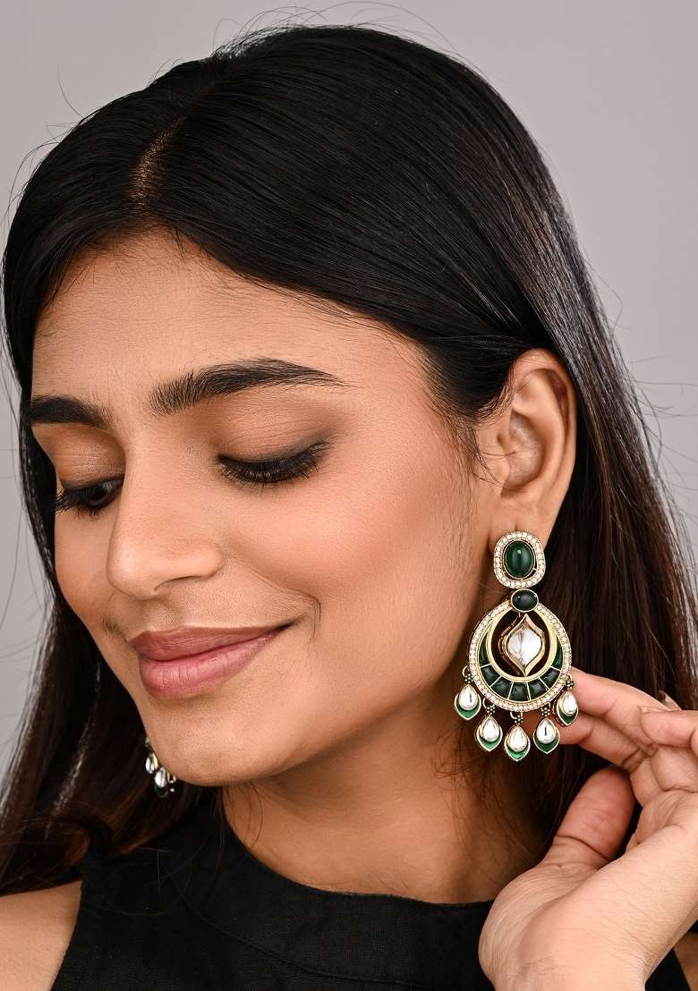 Green  Zinc Alloy Earring - Indya