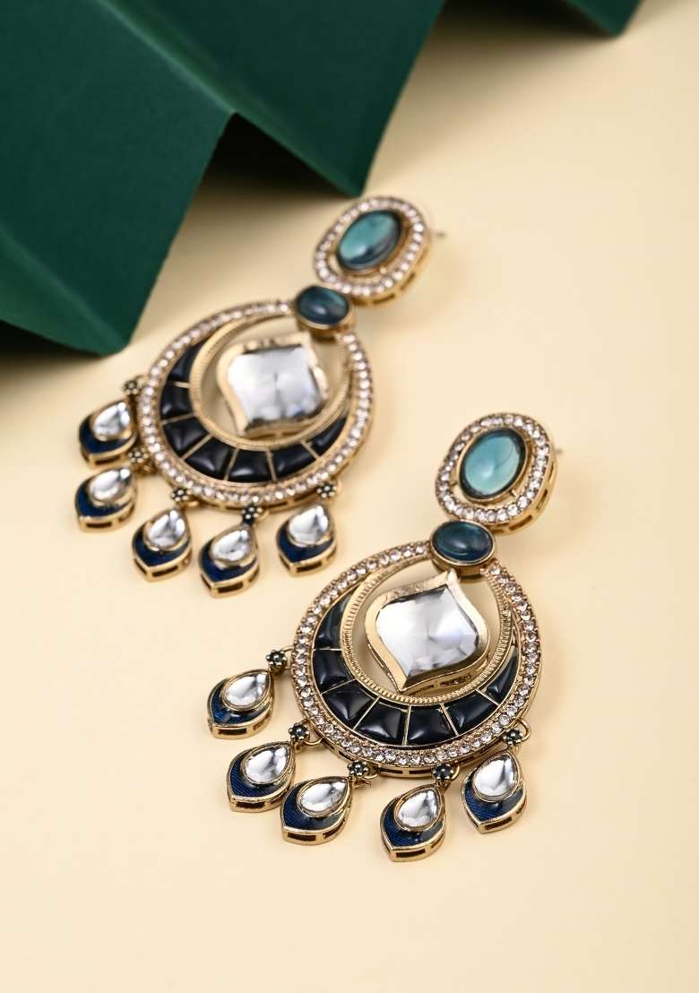 Greyish Blue  Zinc Alloy Earring - Indya