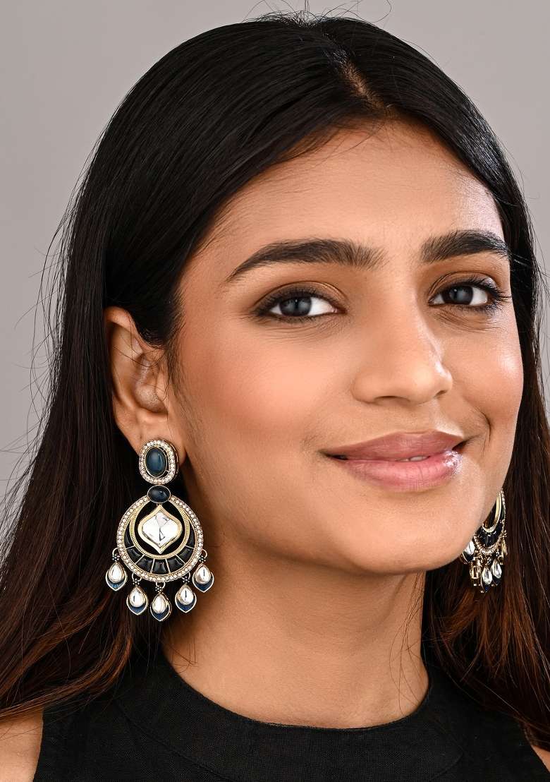 Greyish Blue  Zinc Alloy Earring - Indya