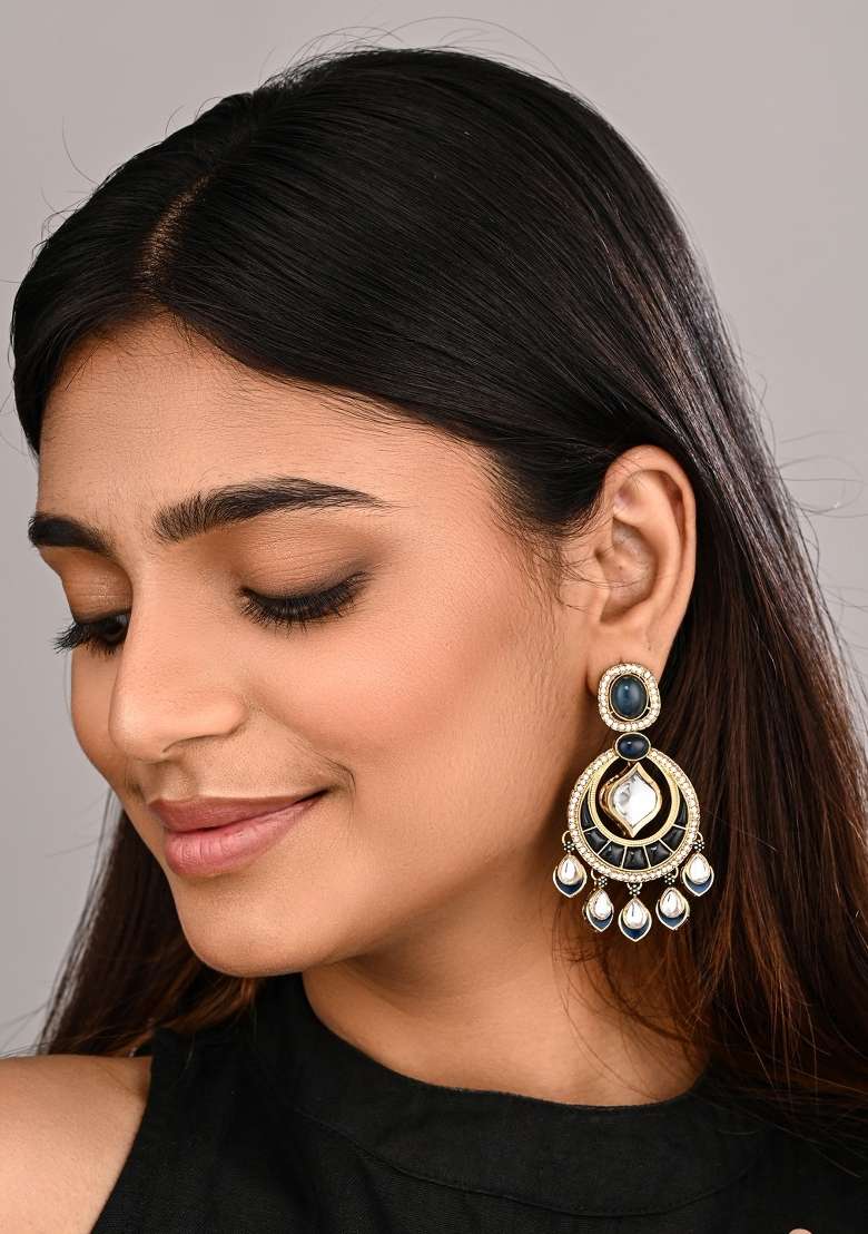 Greyish Blue  Zinc Alloy Earring - Indya