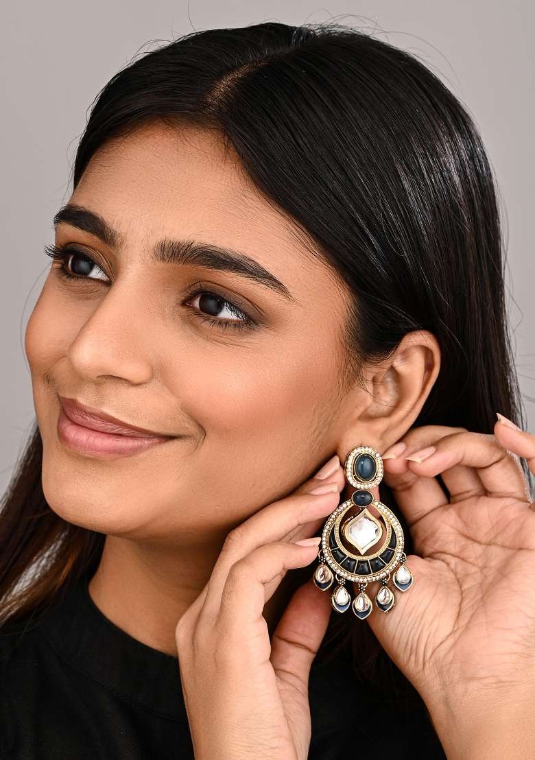 Greyish Blue  Zinc Alloy Earring - Indya
