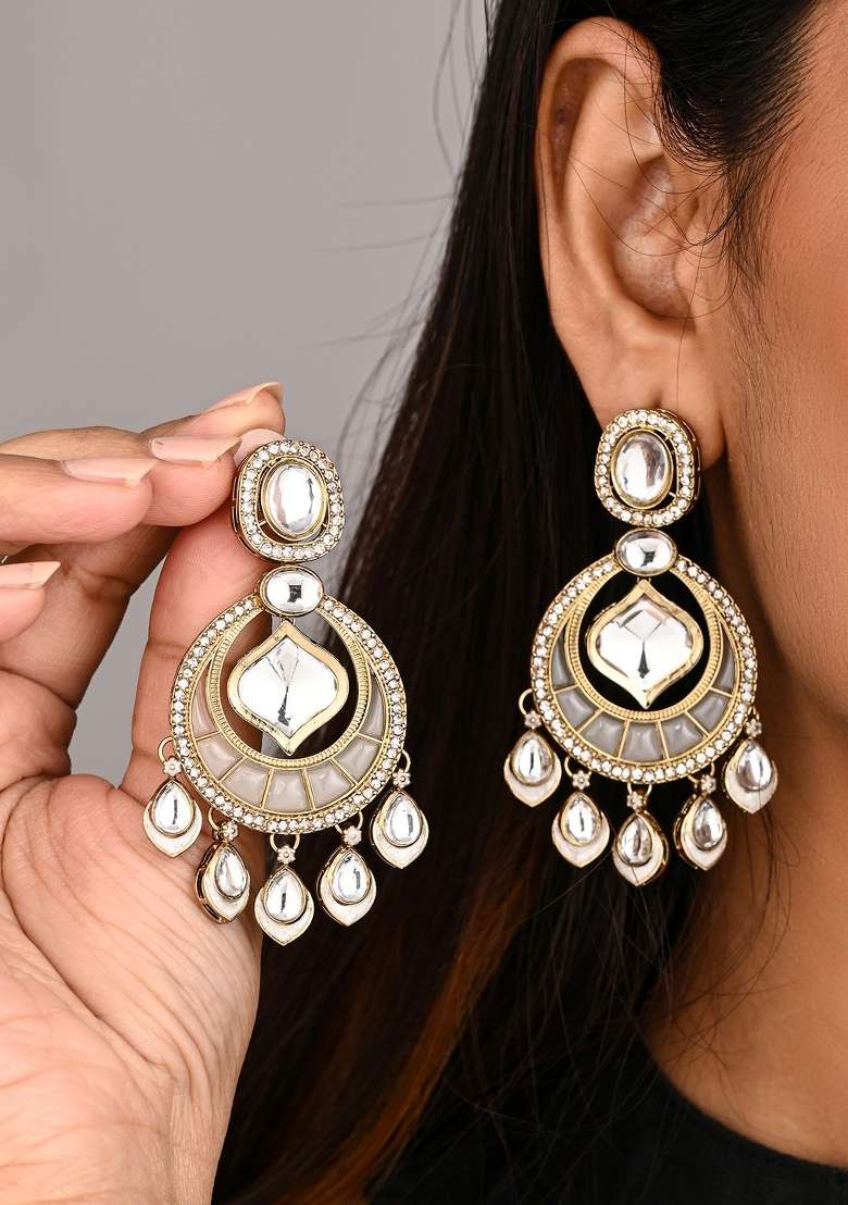 White  Zinc Alloy Earring - Indya
