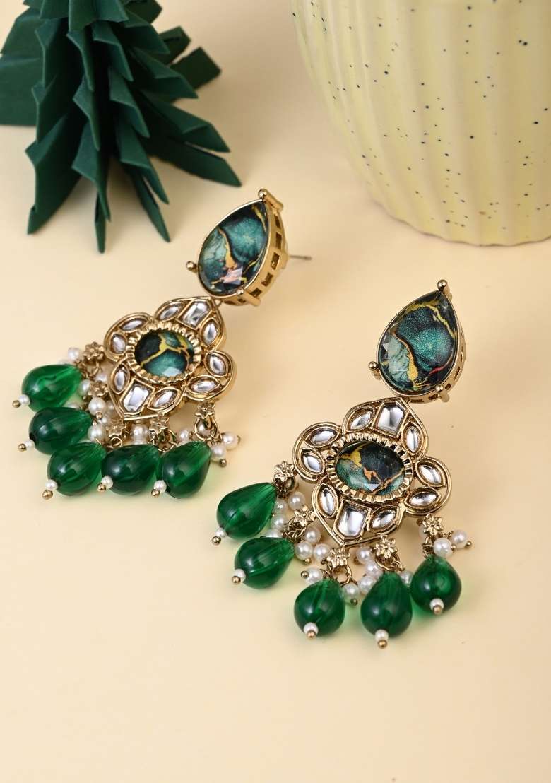 Green  Zinc Alloy Earring - Indya