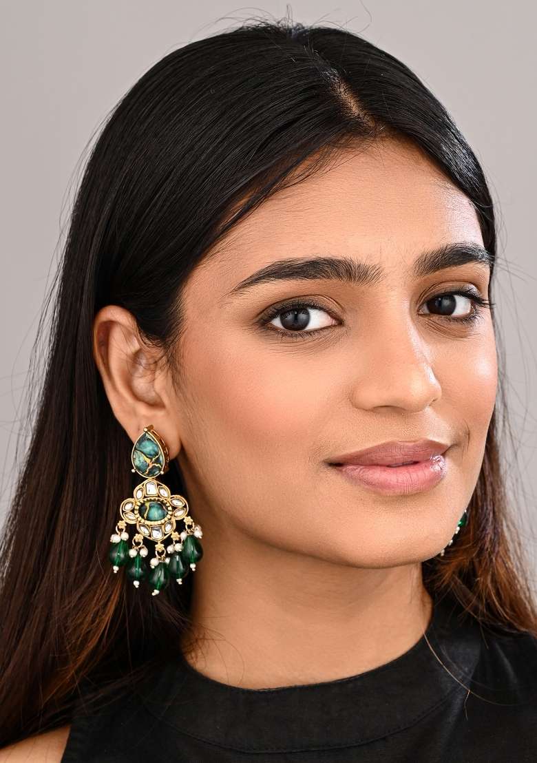 Green  Zinc Alloy Earring - Indya